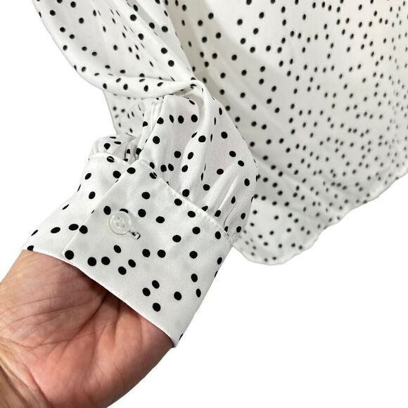 Judith & Charles Womens Size Small 6 Polka Dots Cut-Out Bow Neck Blouse Top Blac - Picture 5 of 13